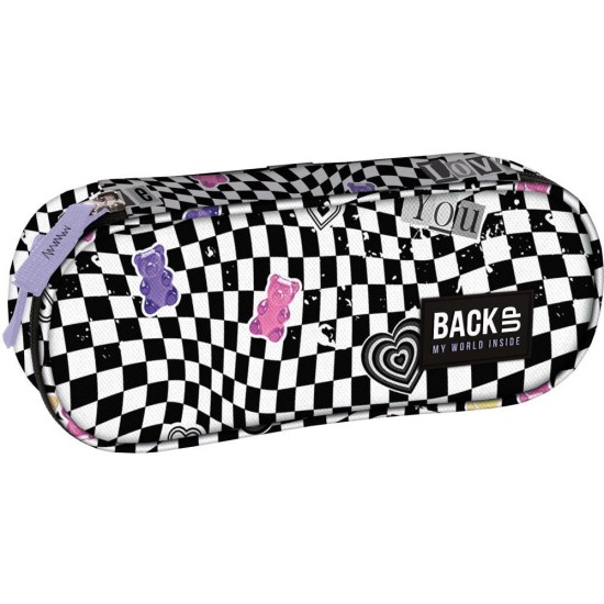 BackUp egyrekeszes ovális tolltartó lányoknak, Candy Wave