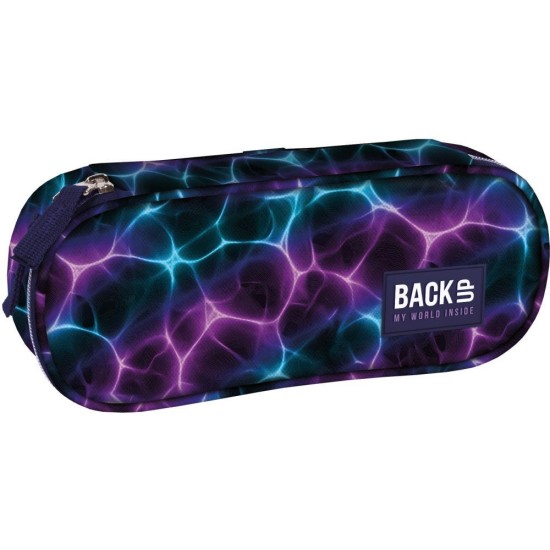 BackUp egyrekeszes ovális tolltartó lányoknak, Neon Vibes