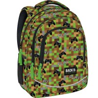 BackUp ergonomikus iskolatáska, hátizsák fiúknak, háromrekeszes, Minecraft Pixel
