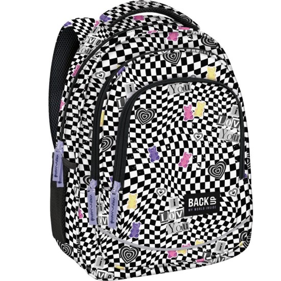 BackUp ergonomikus iskolatáska, hátizsák lányoknak, háromrekeszes, Candy Wave