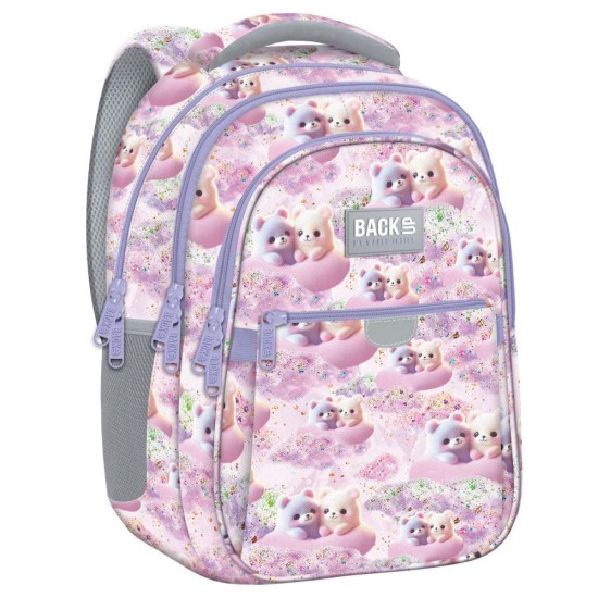BackUp gyerek iskolatáska, hátizsák lányoknak, háromrekeszes, felhőmacik