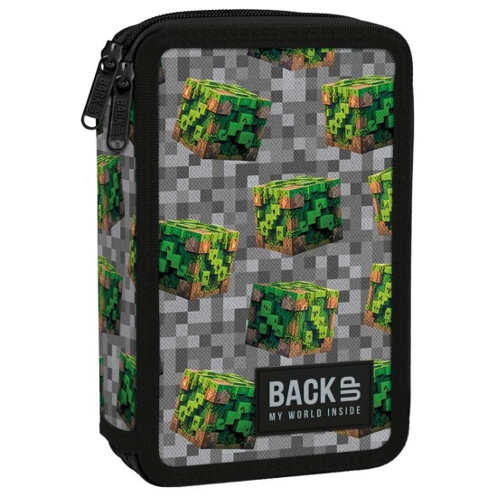 BackUp háromrekeszes, emeletes tolltartó fiúknak, felszereléssel, Creative Pixels