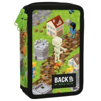 BackUp háromrekeszes, emeletes tolltartó fiúknak, felszereléssel Minecraft Gamer