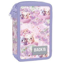 BackUp háromrekeszes, emeletes tolltartó lányoknak, felszereléssel, felhőmacik