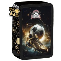BackUp háromrekeszes kihajtható tolltartó fiúknak, Golden Ball, focis BackUp háromrekeszes kihajtható tolltartó fiúknak, Golden Ball, focis