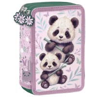BackUp háromrekeszes kihajtható tolltartó lányoknak, Sweet Panda, rózsaszín