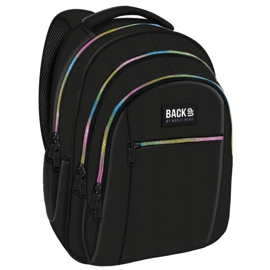 BackUp iskolatáska, hátizsák fiúknak, háromrekeszes, Black Vibe