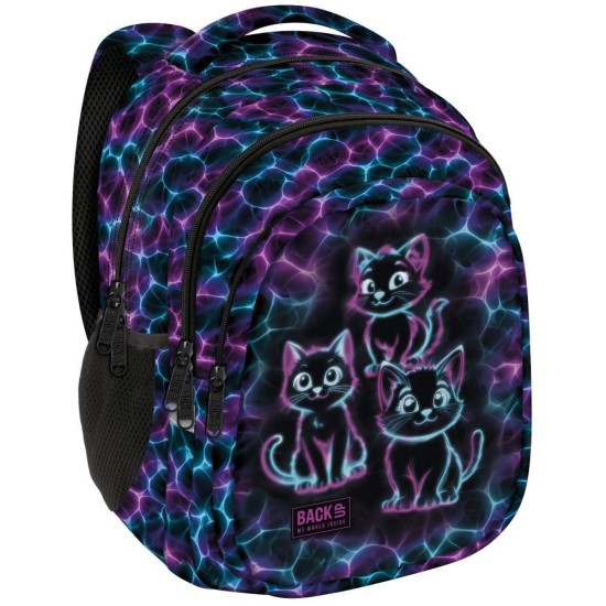 BackUp iskolatáska, hátizsák lányoknak, Neon Vibes, cicás