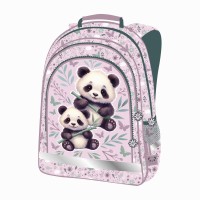 BackUp kétrekeszes elsős iskolatáska, hátizsák lányoknak, Sweet Panda, rózsaszín