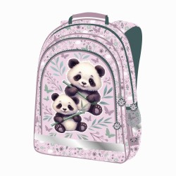 BackUp kétrekeszes elsős iskolatáska, hátizsák lányoknak, Sweet Panda, rózsaszín