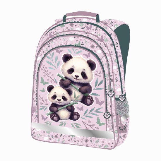BackUp kétrekeszes elsős iskolatáska, hátizsák lányoknak, Sweet Panda, rózsaszín