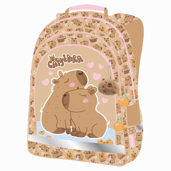 BackUp kétrekeszes elsős iskolatáska lányoknak, kapibara, barna