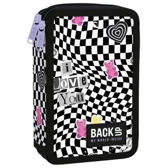 BackUp kétrekeszes emeletes tolltartó felszereléssel lányoknak, Candy Wave