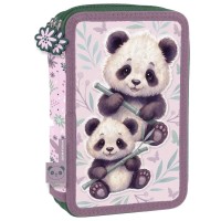 BackUp kétrekeszes emeletes tolltartó felszereléssel lányoknak, Sweet Panda, rózsaszín