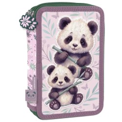 BackUp kétrekeszes emeletes tolltartó felszereléssel lányoknak, Sweet Panda, rózsaszín