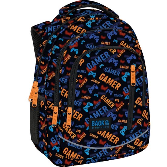 BackUp négyrekeszes ergonomikus iskolatáska, hátizsák fiúknak, Power Gamer