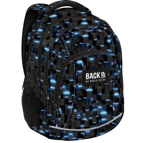 BackUp négyrekeszes iskolatáska, hátizsák fiúknak, Iron Blue