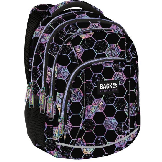 BackUp négyrekeszes iskolatáska, hátizsák lányoknak, Matrix Glow