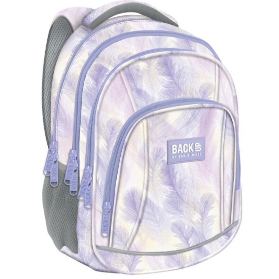 BackUp négyrekeszes iskolatáska, hátizsák lányoknak, tündértollak