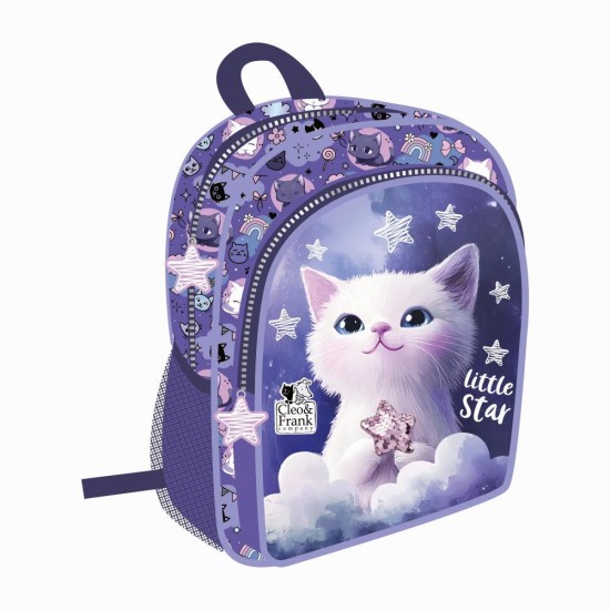 Cleo & Frank kétrekeszes óvodai hátizsák lányoknak, kiscicás, lila, Little Star