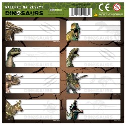 Backup füzetcimke, iskolai matrica könyvekhez és füzetekhez, dinoszauruszos mintával