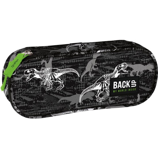 BackUP tolltartó fiúknak, ovális, cipzáras, DINO X-RAY