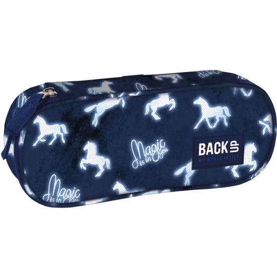 BackUP tolltartó lányoknak, ovális, cipzáras, lovas