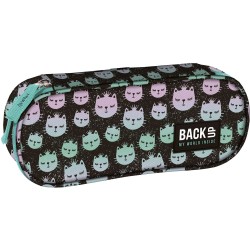 BackUP tolltartó lányoknak, ovális, cipzáras, macskavalkád