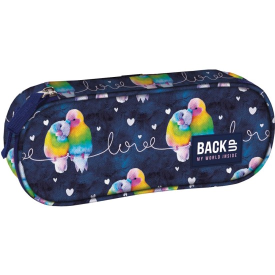 BackUP tolltartó lányoknak, ovális, cipzáras, papagájos