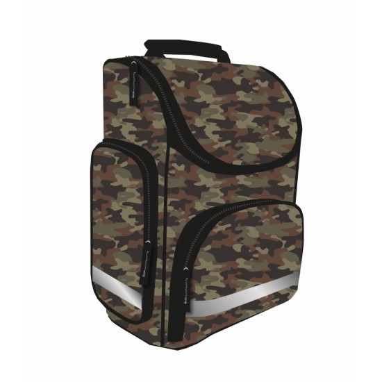 Ergonomikus iskolatáska, hátizsák fiúknak, terepmintás