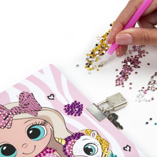 Gyémántos napló lakattal, 3 színű tollal, Best Friends