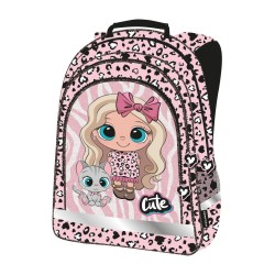 Kétrekeszes elsős iskolatáska és hátizsák, cicás, Best friends