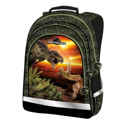 Kétrekeszes elsős iskolatáska, hátizsák, dinoszauruszos