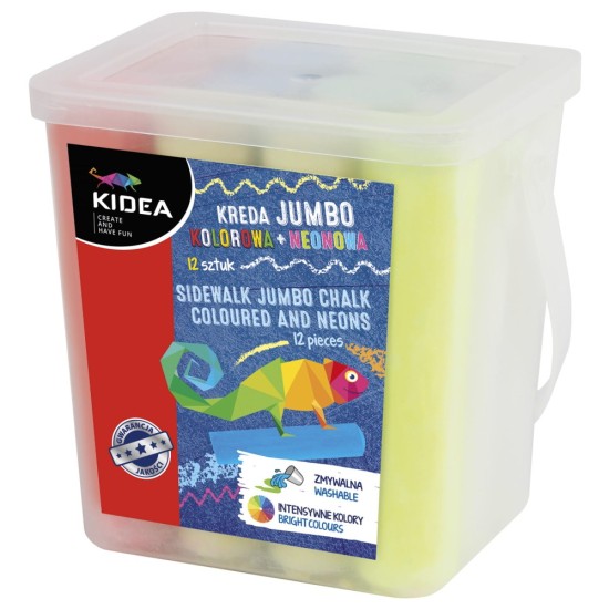 Kidea JUMBO színes kréták + neon színű kréták, 12 db