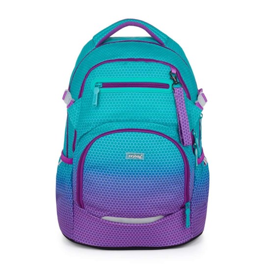 OXY OMBRE BLUE – PINK ergonomikus iskolatáska és hátizsák lányoknak, kék – rózsaszín
