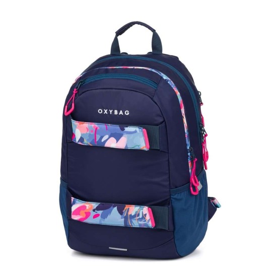 OXY SPORT FLOWERS BLUE iskolatáska, hátizsák lányoknak, ajándék tolltartóval