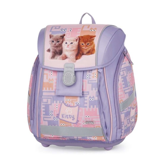 Ergonomikus iskolatáska és hátizsák lányoknak, cicás – pink, PREMIUM LIGHT PETS - Oxybag