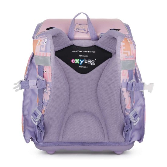 Ergonomikus iskolatáska és hátizsák lányoknak, cicás – pink, PREMIUM LIGHT PETS - Oxybag