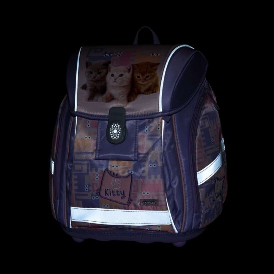 Ergonomikus iskolatáska és hátizsák lányoknak, cicás – pink, PREMIUM LIGHT PETS - Oxybag