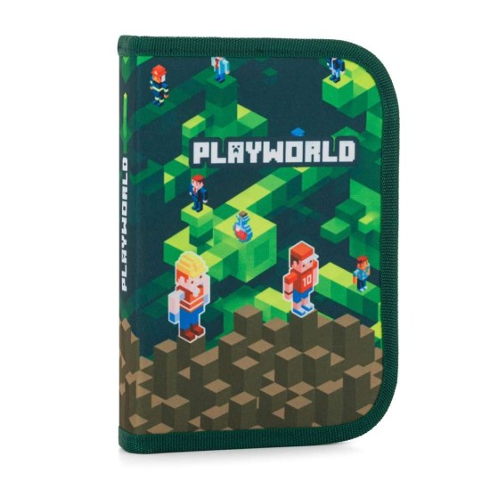 PREMIUM LIGHT PLAYWORLD Minecraft gamer dekorációval készült iskolatáska szett, tolltartóval és tornazsákkal fiúknak, 3 részes szett, Oxybag