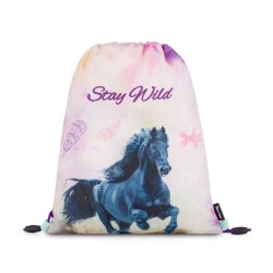 PREMIUM ONE HORSE lovas dekorációval készült csatos iskolatáska szett, tolltartóval és tornazsákkal lányoknak, 3 részes szett - Oxybag