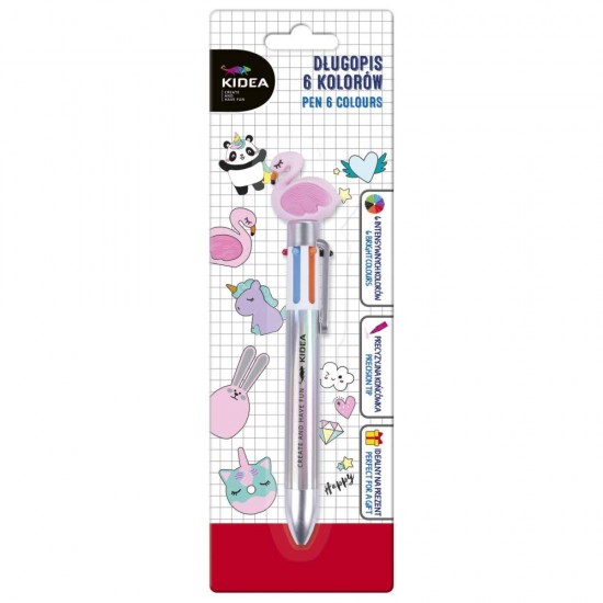 Kidea állatos 6 színű golyóstoll, 1 db.