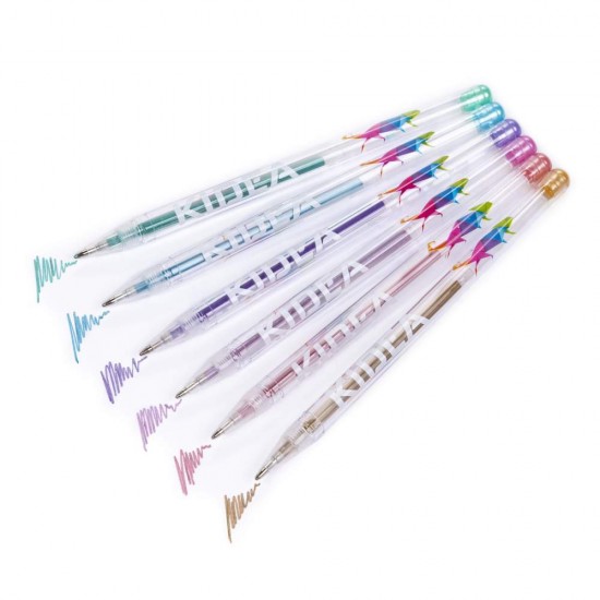 Kidea zselés toll készlet, fémes színek, 6 db.