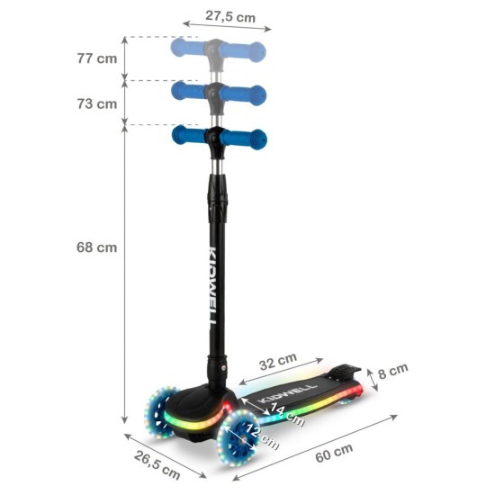 Kidwell LUMO 3 kerekű gyermekroller, LED Blue, kék
