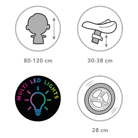 Kidwell Rebel LED futóbicikli, Dots, pöttyös