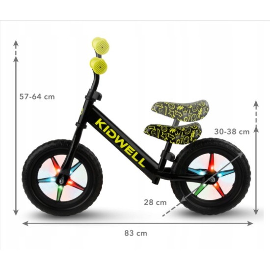 Kidwell Rebel LED futóbicikli, neon sárga