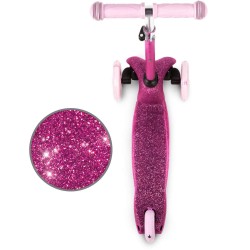 Kidwell UNO Glitter Pink háromkerekű gyerekroller LED kerekekkel