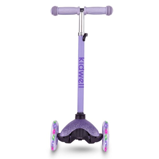 Kidwell UNO Glitter Violet háromkerekű gyerekroller LED kerekekkel