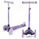 Kidwell UNO Glitter Violet háromkerekű gyerekroller LED kerekekkel
