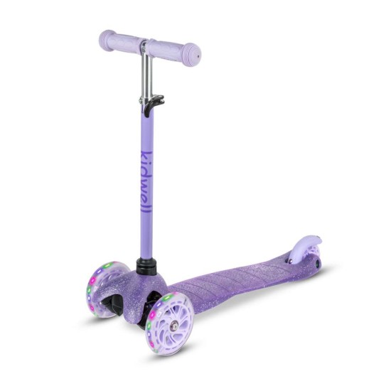 Kidwell UNO Glitter Violet háromkerekű gyerekroller LED kerekekkel